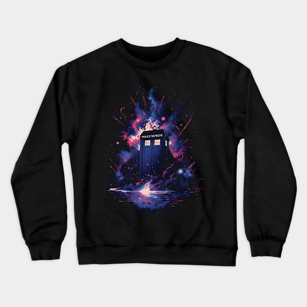 Vaporwave Tardis Crewneck Sweatshirt by NeonOverdrive